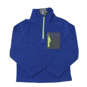 Eddie Bauer Boys Blue Fleece Pullover Jacket Contrast Zipper M